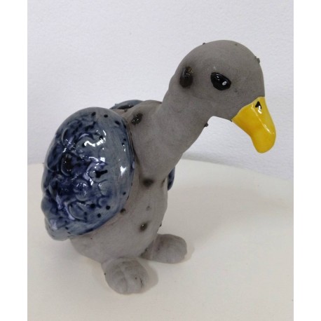 Keramik Geier blau-grau