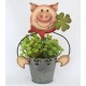 Topfstecker Schwein mit Kleeblatt