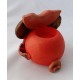 Teelichthalter Eule Hermes rot rund 11 cm
