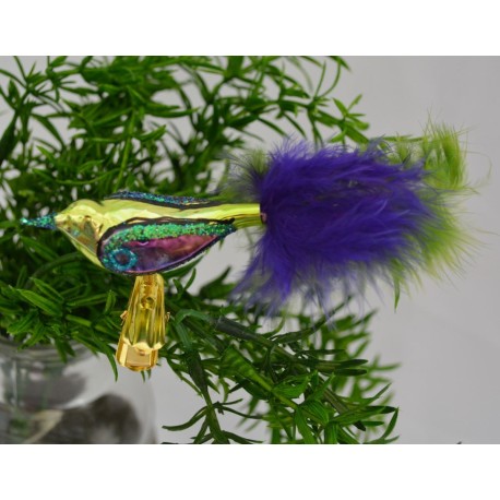 Christbaumschmuck Vogel mit Klammer blau/grün