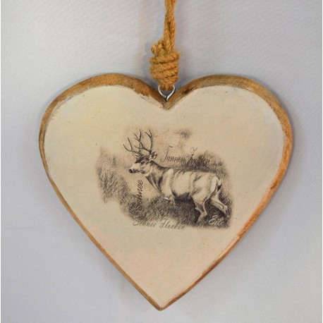 Herzhänger Hirsch 19 cm aus Holz zum hängen Gilde