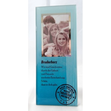 Gilde Glas Bild mit Spruch und Fotorahmen Bruderherz