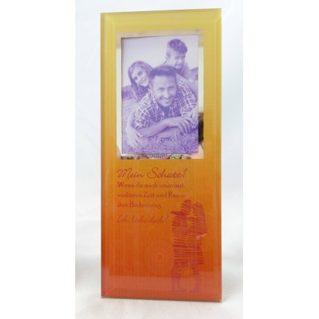Gilde Glas Bild mit Spruch und Fotorahmen Mein Schatz