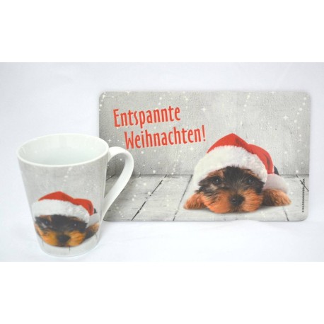 Tasse, Brett, als Set Hund mit Mütze Gilde