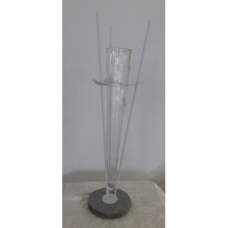 Vase Dreieck Glas und Metall 55 cm  hoch