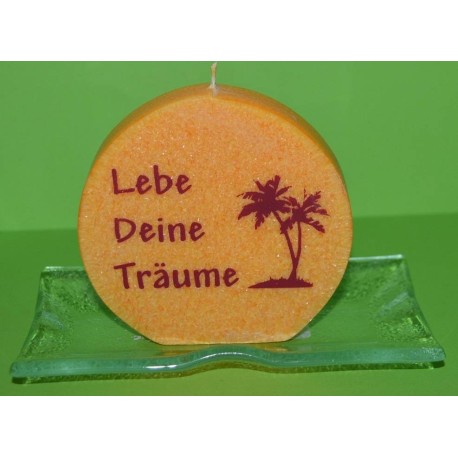 Kerze mit Spruch Palmöl Lebe Deine Träume