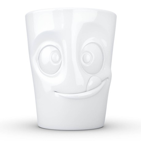 Henkeltasse weiß 350 ml mit Gesicht witzig