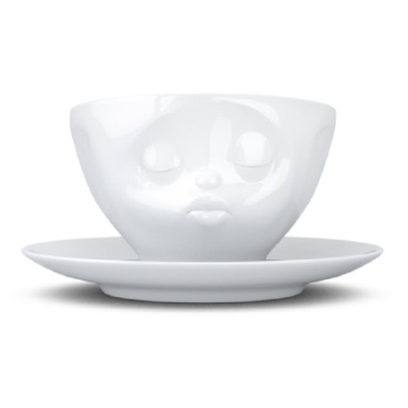 Kaffeetasse weiß 200 ml mit Gesicht küssend