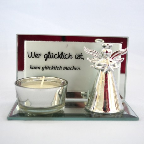 Teelichthalter mit Engel "Wer...."