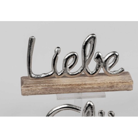 Liebe 13x23 cm Alu-Mango-Holz