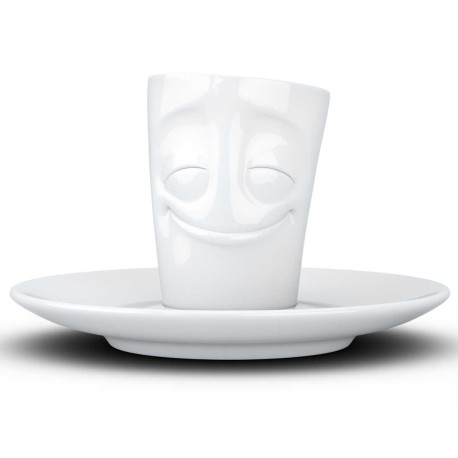 Espressotasse weiß 80 ml mit Gesicht vergnügt