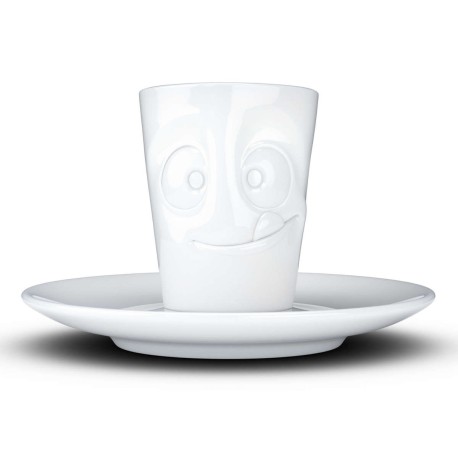Espressotasse Mug weiß 80 ml mit Gesicht verschmitzt
