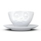 Kaffeetasse weiß 200 ml mit Gesicht verpennt