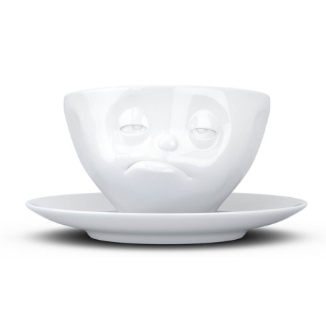 Kaffeetasse weiß 200 ml mit Gesicht verpennt