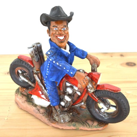 Räucherfigur Motorradfahrer Cowboy