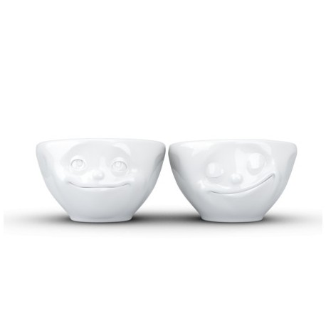 kleine Schälchen 2 er Set 100 ml weiß mit Gesicht glücklich / Och Bitte
