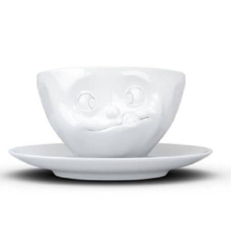 Kaffeetasse weiß 200 ml mit Gesicht lecker