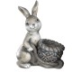 Hase grau/beige patiniert mit Korb als Pflanztopf 42 cm