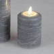LED Kerze 7 x 10 cm grau aus Echtwachs