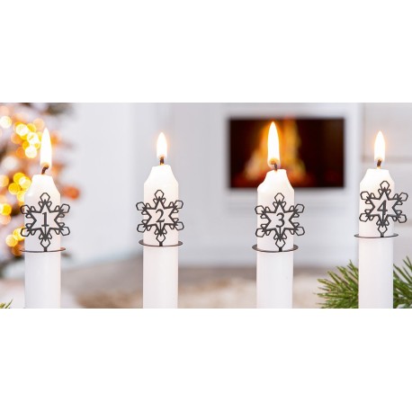 Adventskranz Zahlenset 1-4 für Stabkerzen