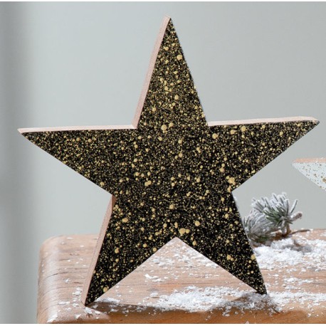Stern aus MDF in schwarz und goldenen gesprenkel