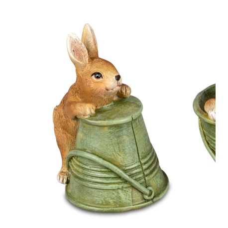 Hase braun am Eimer 8 cm