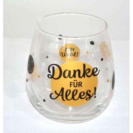 Glas mit Spruch "Alles wird gut denn jetzt ist ...."