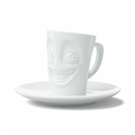 Espressotasse Mug weiß 80 ml mit Gesicht witzig