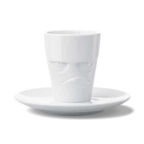 Espressotasse Mug weiß 80 ml mit Gesicht vergnügt