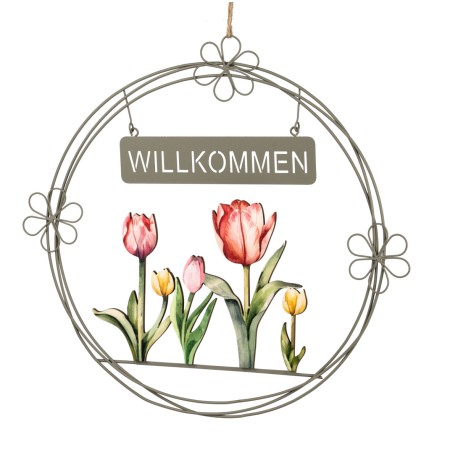 Hänger Kreis mit Blumen Willkommen