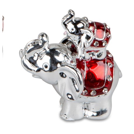 Elefant mit Kind Paerl-silber-tor glänzend 6 cm