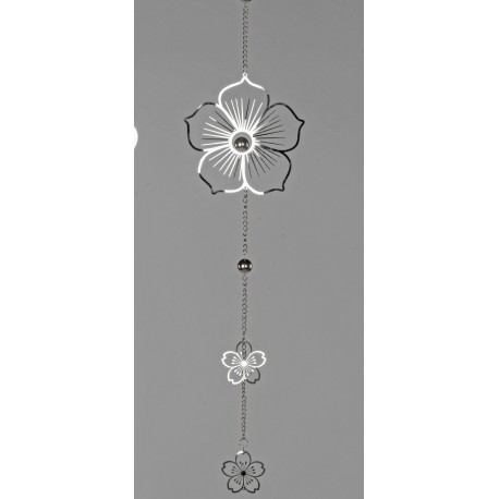 Hänger Blume Edelstahlmix silber 65 cm