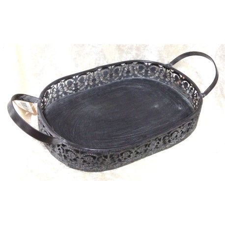 Tablett Zinkgrau oval 37 cm