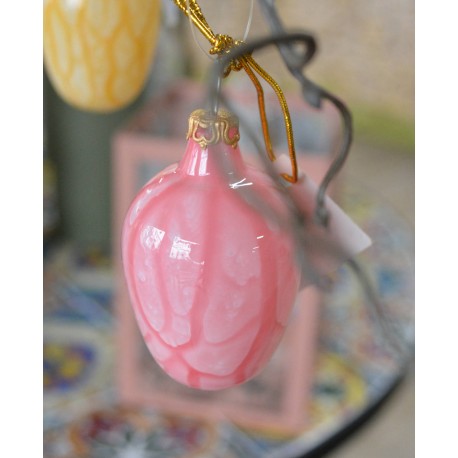 Osterei zum hängen in rose /  weiß 6 cm
