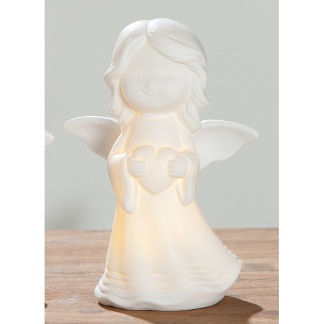 Engel Lisa aus Keramik mit LED Beleuchtung