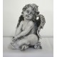 Engel sitzend grau patiniert Grabschmuck