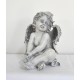 Engel sitzend grau patiniert Grabschmuck