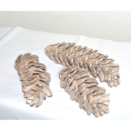 Zapfen 3 er Set silber/rose 8-10 cm