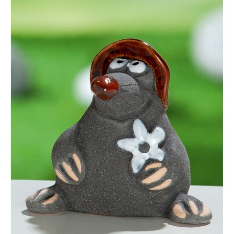 Maulwurf Buddy 6 cm mit Hut und Blume