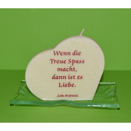Kerze mit Spruch Palmöl Herz creme