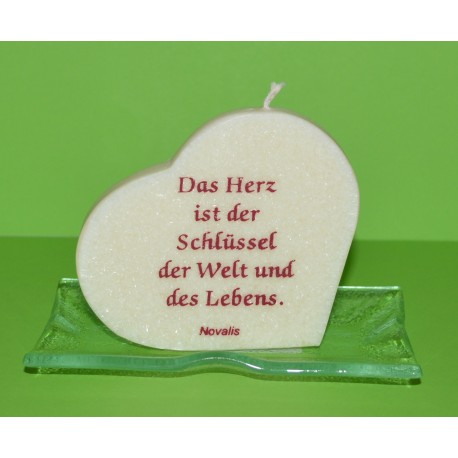 Herz Kerze mit Spruch 9 cm ...Liebe ist das einzige .....