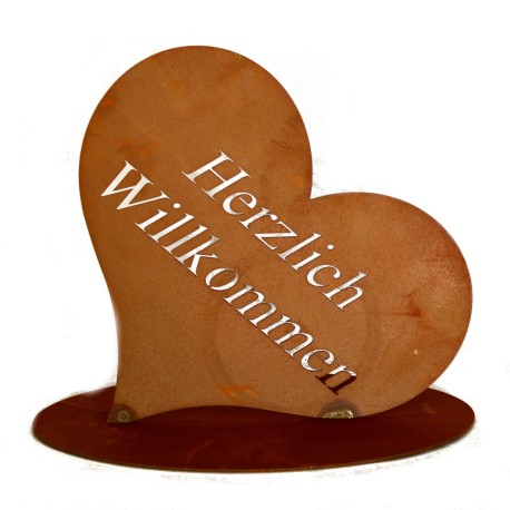 Herz willkommen rostig 24x25 cm