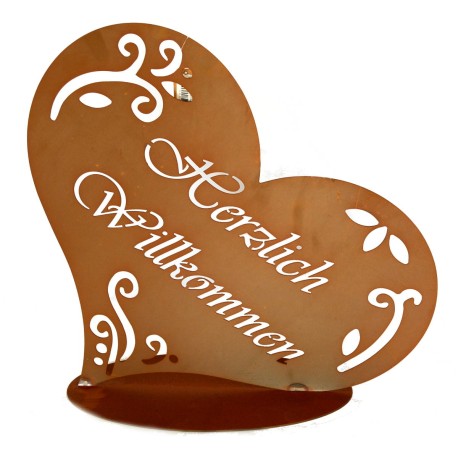 Herz willkommen rostig 24x25 cm