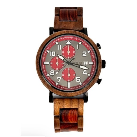 Armbanduhr Olivenholz Lio mit Kunstlederband