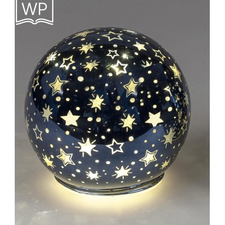 LED Deko Kugel weiß mit Spruch ... Glück beginnt ....