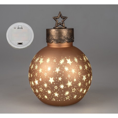 LED Deko Kugel XXL champangerfarben mit Sterne 30 cm