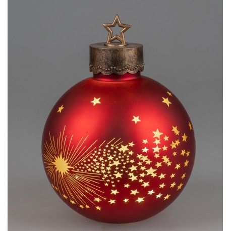 LED Deko Kugel XXL champangerfarben mit Sterne 30 cm