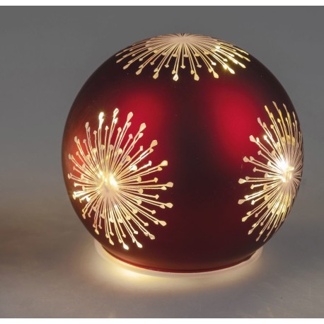 LED Deko Kugel rot 12 cm mit Motiv