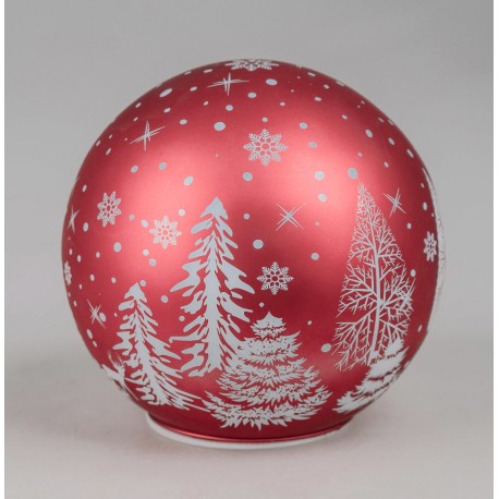 LED Deko Kugel rot 15 cm mit Baummotiv