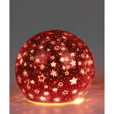 LED Deko Kugel rot 12 cm mit Sterne
